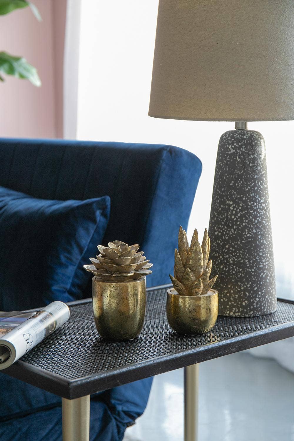 A&B Home Group Inc. - Wholesale Decorative Tabletop Object - D3.5x7" Golden Succulent Resin Planter17