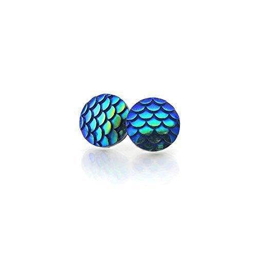Boucles d'oreilles à tige en forme d'écaille de sirène, 12 mm pour la vente par Pretty Smart