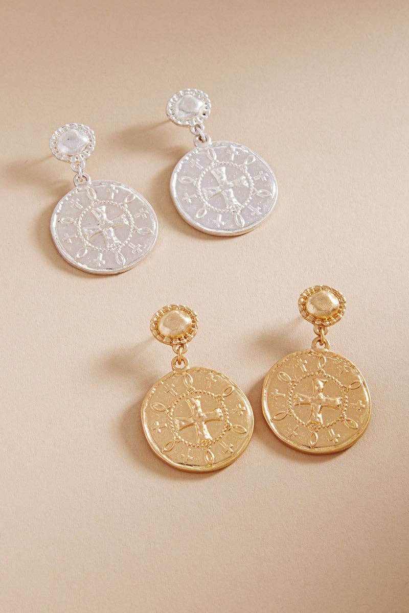 Designature New York - Vendita all'ingrosso Orecchini pendenti - Orecchini a perno in metallo intaglio incrociato in titanio4