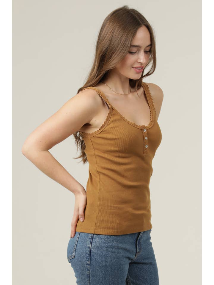 ANGIE - Wholesale Camisole - Women's - X2AG9-ASIS LACE TRIM RIB KNIT CAMI37