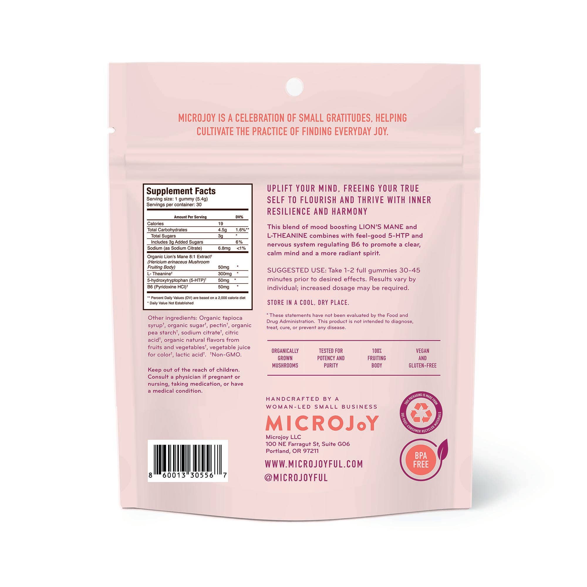 Microjoy - Wholesale Oral Supplement/Vitamin - Elevate Mushroom Gummies (30) / Vegan Supplement / Mood1