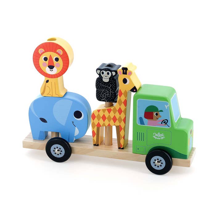 Vilac Stacking Animals Truck – Wooden Stacking Toy for Kids for wholesale by Hippychick