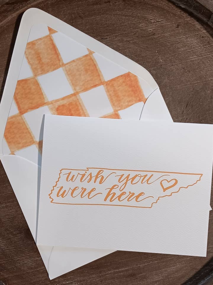 Wish You Were Here Checkerboard Greeting Card for wholesale by The Lettering Loft