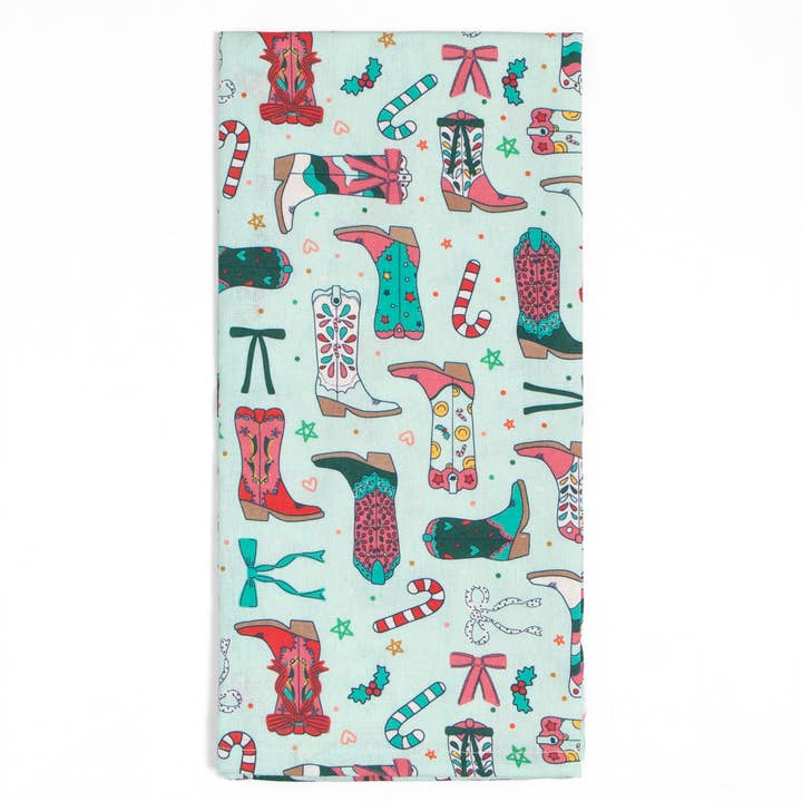 Callie Danielle - Wholesale Tea towel - Christmas Western Cowgirl Boots Tea Towel