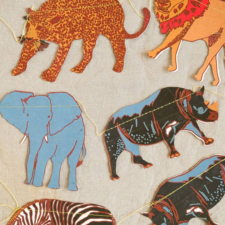 East End Press – wholesale Bunting/garland – UK/EU: Safari Animals Sewn Garland2