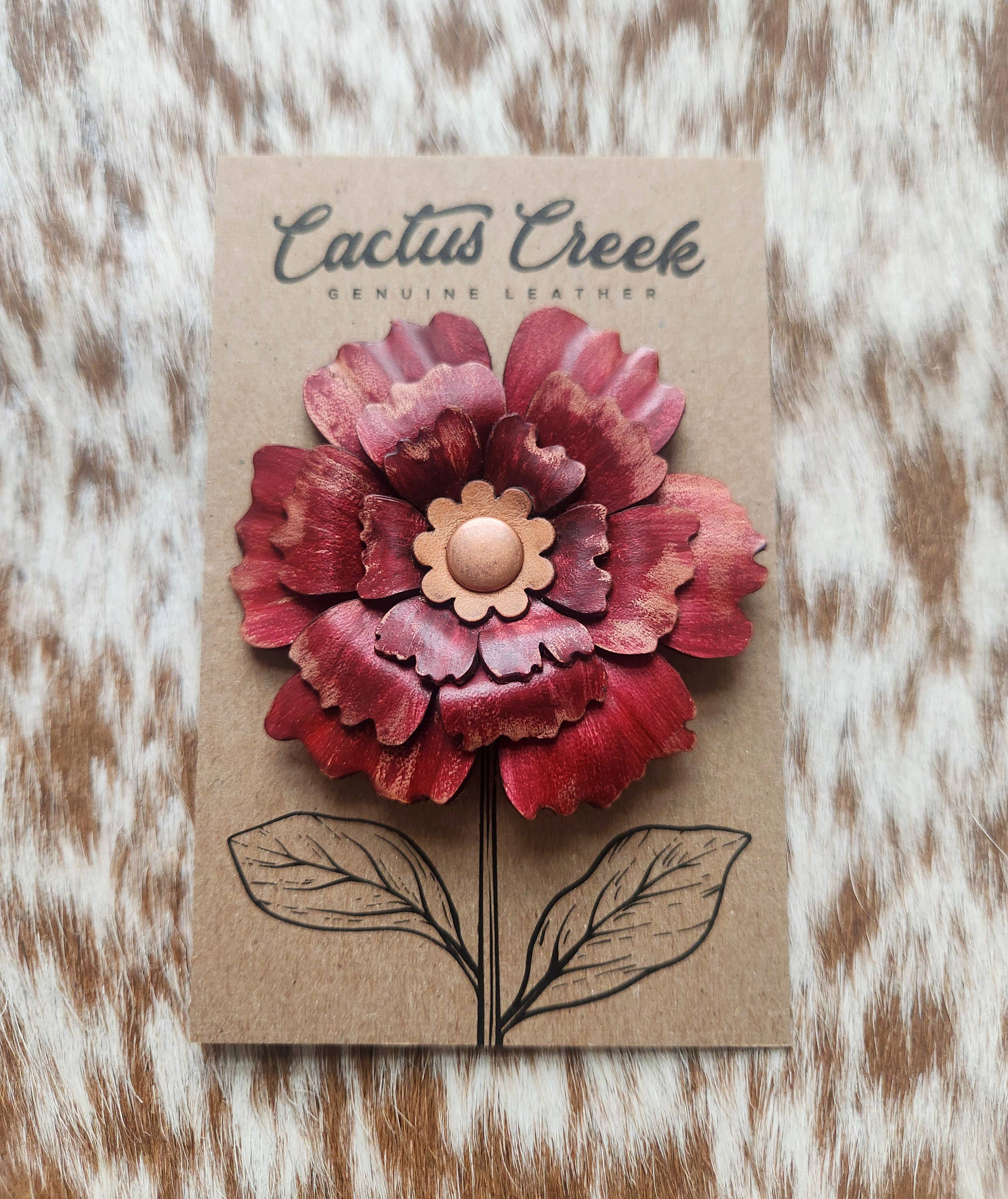Cocklebur & Co. - Wholesale Hat Accessory - Women's - Prairie Peony Collection- Genuine Leather Flower Hat Pins0