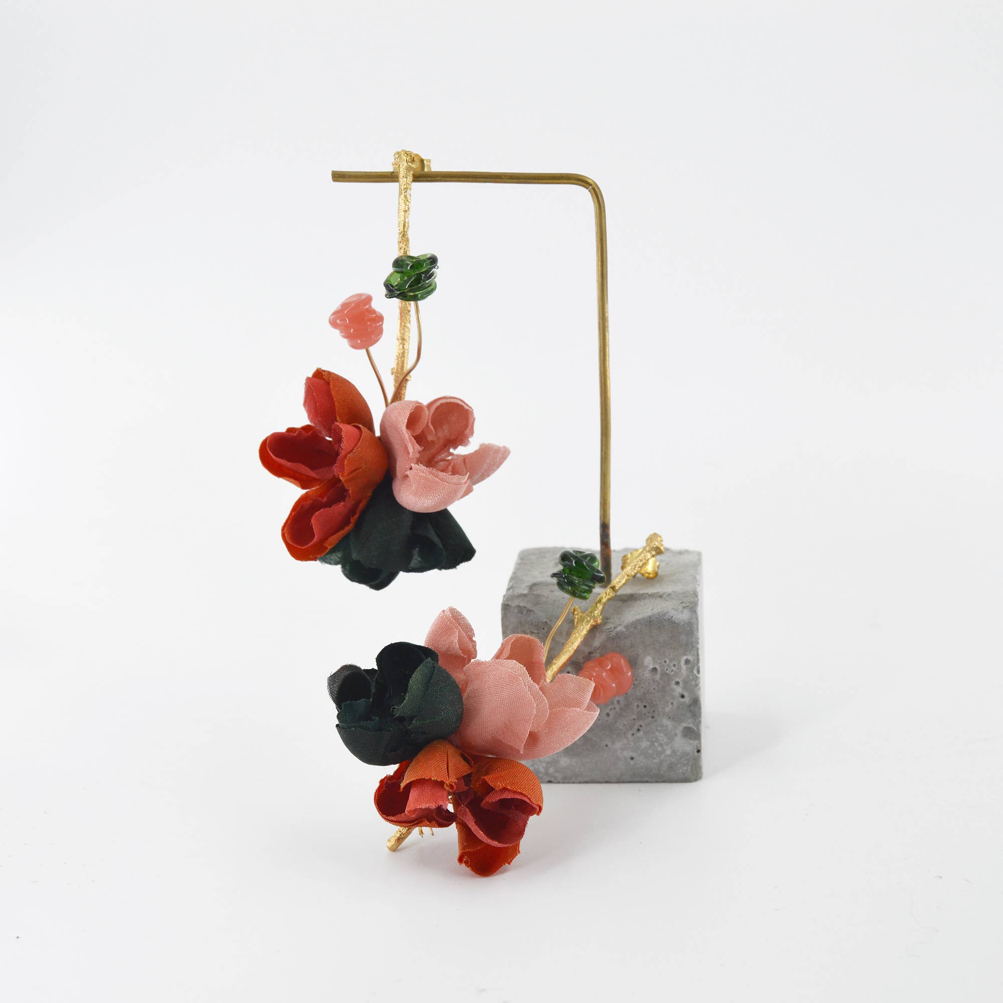 Chama Navarro - Wholesale Dangle Earrings - Flourist silk and Murano glass Tricolor earrings2