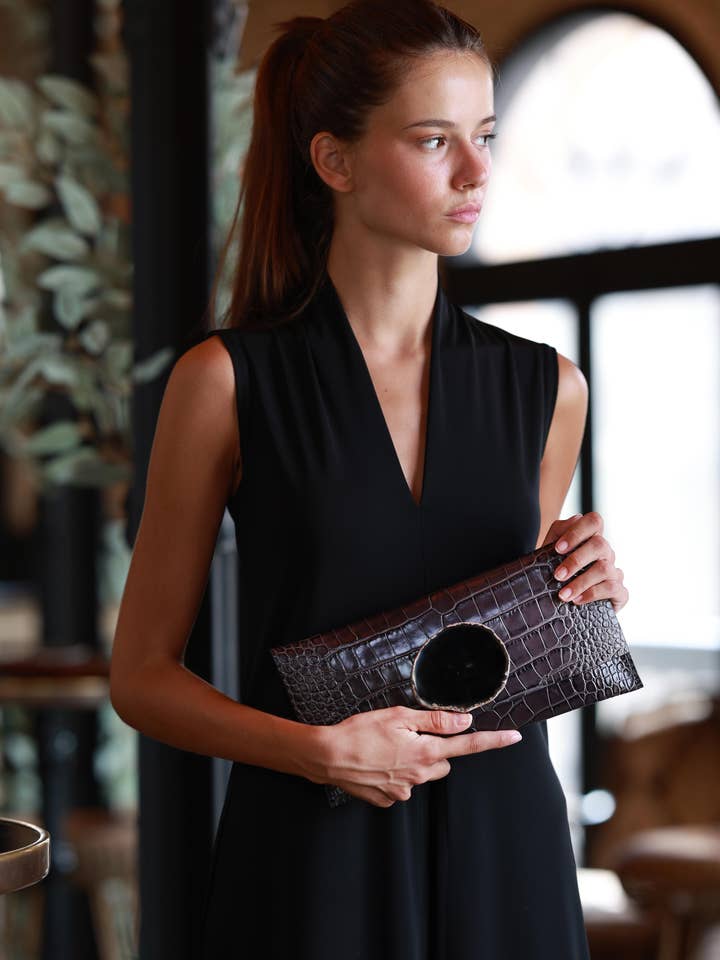 Maxi Portefeuille Premium Coco Gris Agate Naturelle pour la vente par Ecue