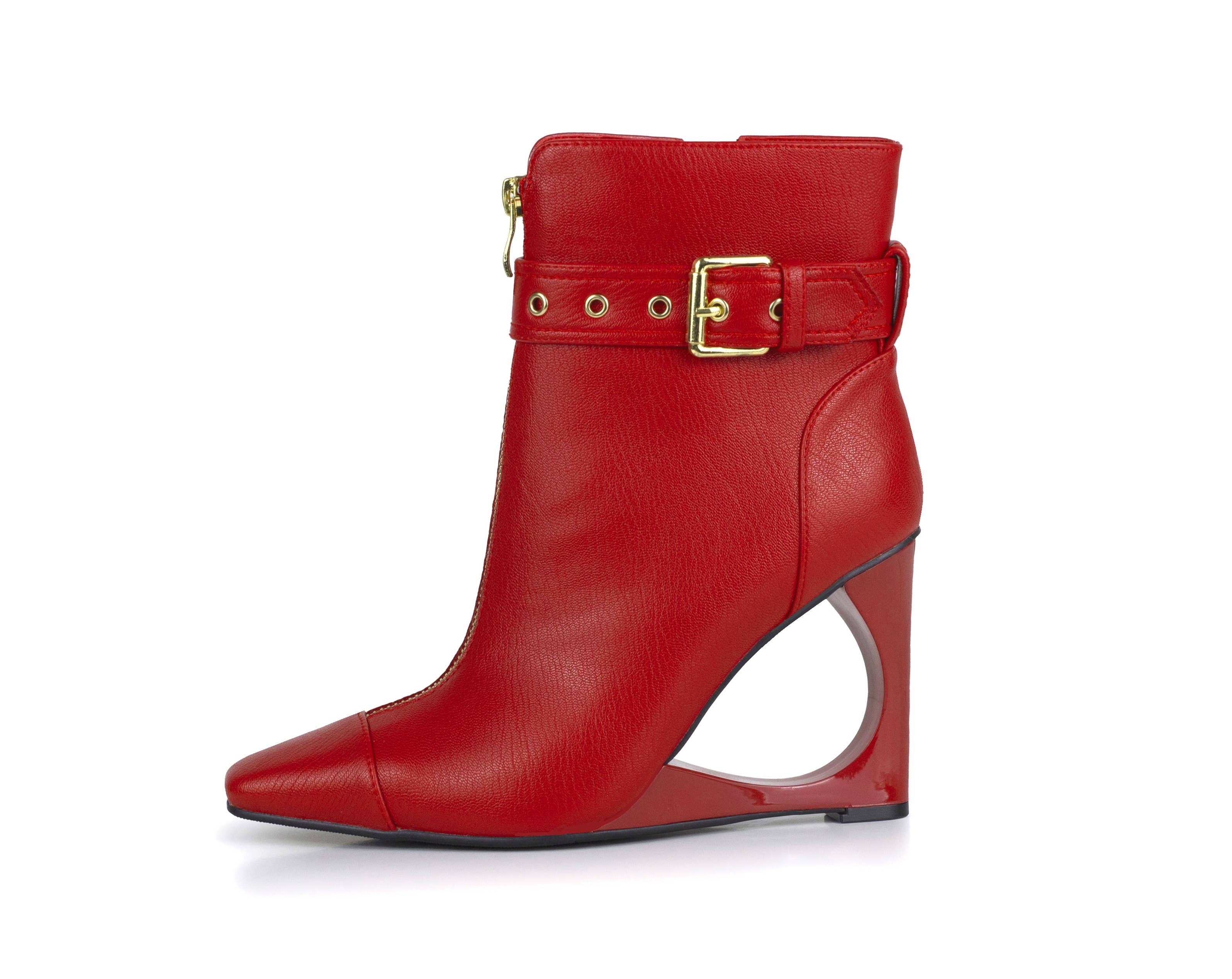 LADY COUTURE – Botins - Mulher por atacado – Botim com Salto em Forma de Triângulo e Abertura no Teto11