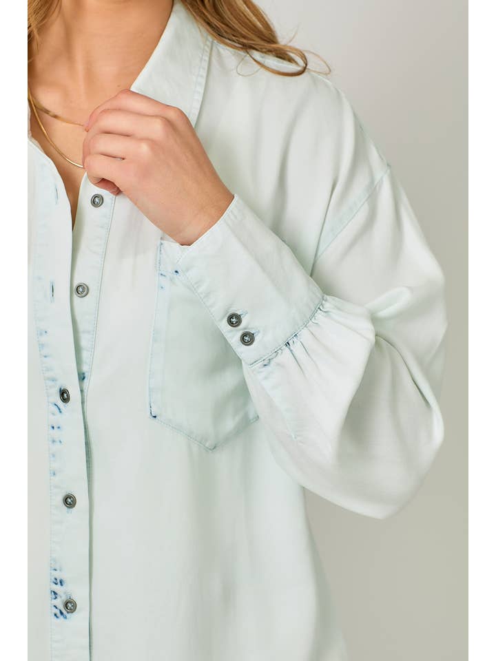 Mystree - Wholesale Button Down Shirt - Women's - 60937 Tencel Oversized Button Up Shirt13