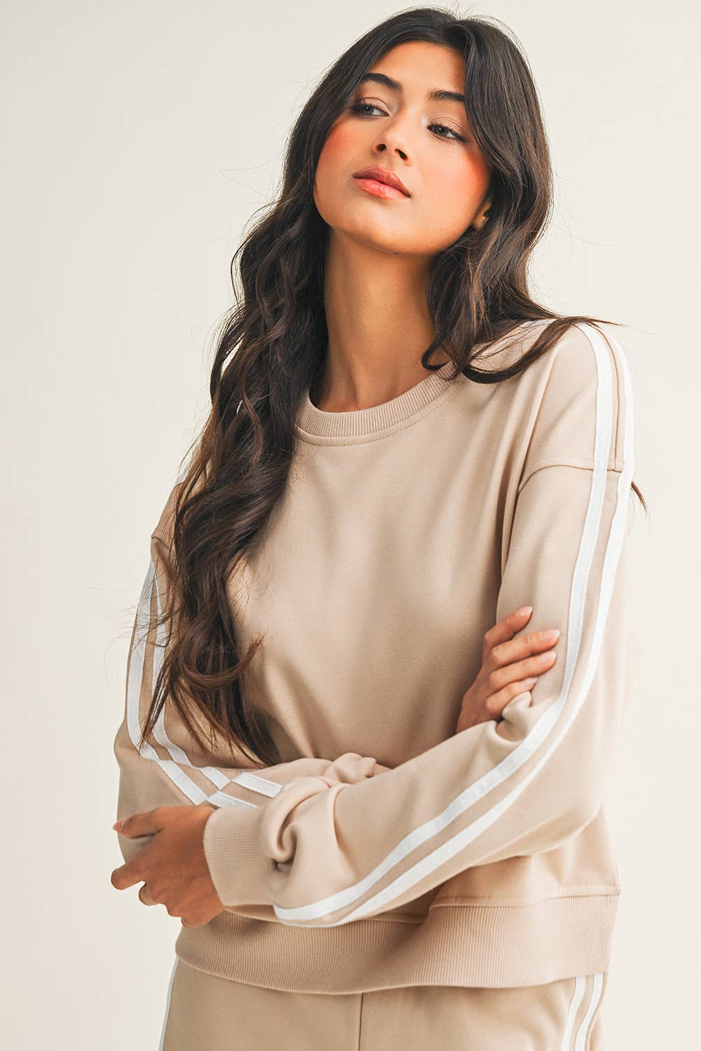 Little Daisy Closet - Wholesale Top & Pant Set (NOT Loungewear) - Women's -  LDC Striped Crewneck Pullover Sweatpants 2pcs Outfit4