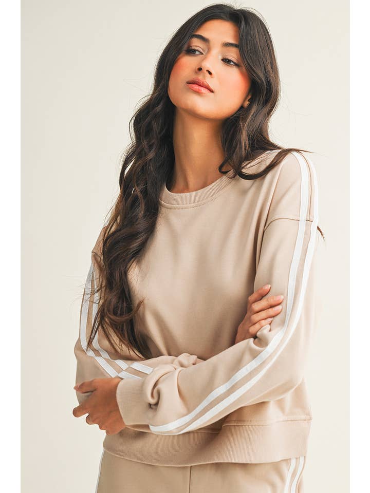 Little Daisy Closet - Wholesale Top & Pant Set (NOT Loungewear) - Women's - LDC Striped Crewneck Pullover Sweatpants 2pcs Outfit4