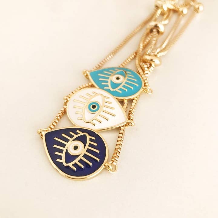 Evileyefavor – Engroshandel Armbånd med vedhæng – Justerbar Evil Eye armbånd, græsk onde øje smykker, blå hvid onde øje charme