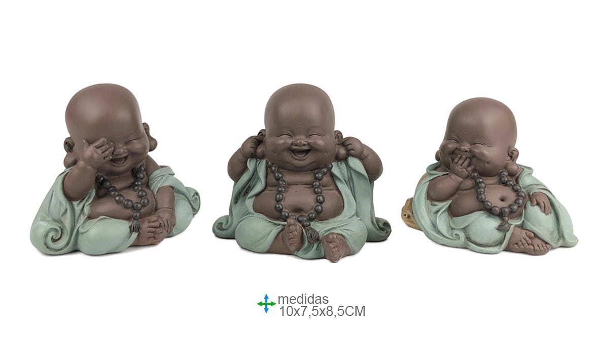 Esoterica Arte - Wholesale Decorative Figurine - Cego Buddha, Surdo E Mute Resin 10x7, 5x8, 5 (3 pcs)