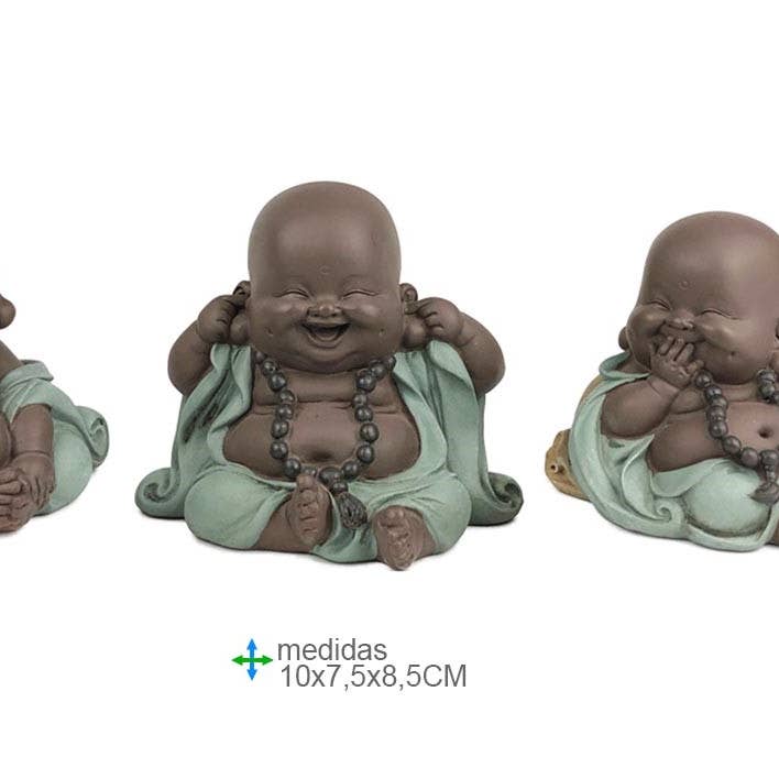 Cego Buddha, Surdo E Mute Resin 10x7, 5x8, 5 (3 pcs) for wholesale by Esoterica Arte