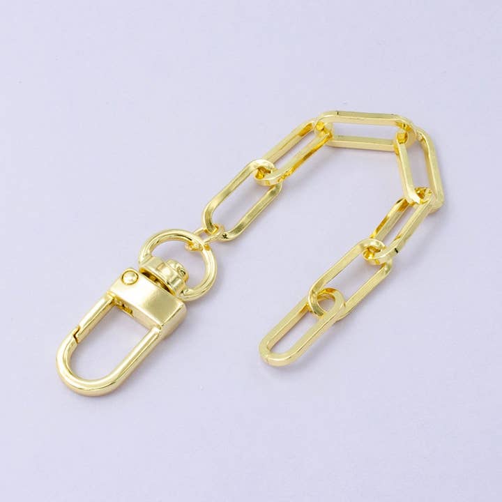 24K Gold Filled Paperclip Chain Link Bag Purse Charm Swivel Keychain Finding | WA-2756 for wholesale by Aim Eternal