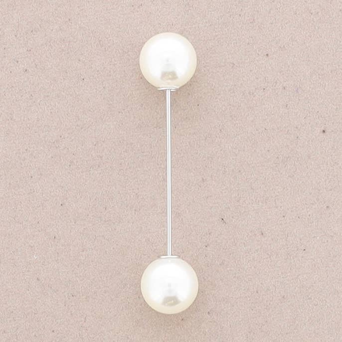 Broche met imitatie parelspeld van 5 cm met dubbele bal voor wholesale door Sonata