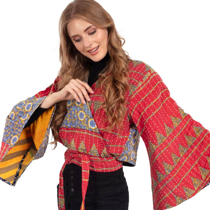 Sevya Handmade - Vendita all'ingrosso Camicetta - Donna - Top Farfalla Kantha Reversibile11