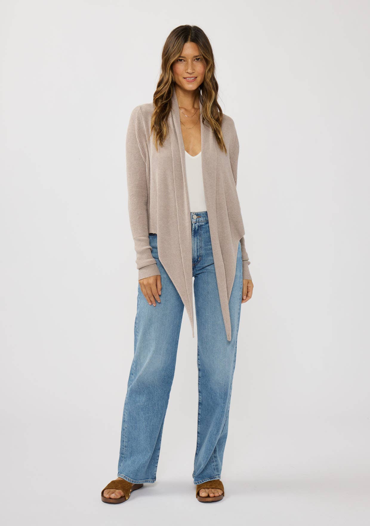 Lovestitch - Wholesale Cardigan - Women's - Waffle Knit Long Sleeve Tie Front Cardigan107