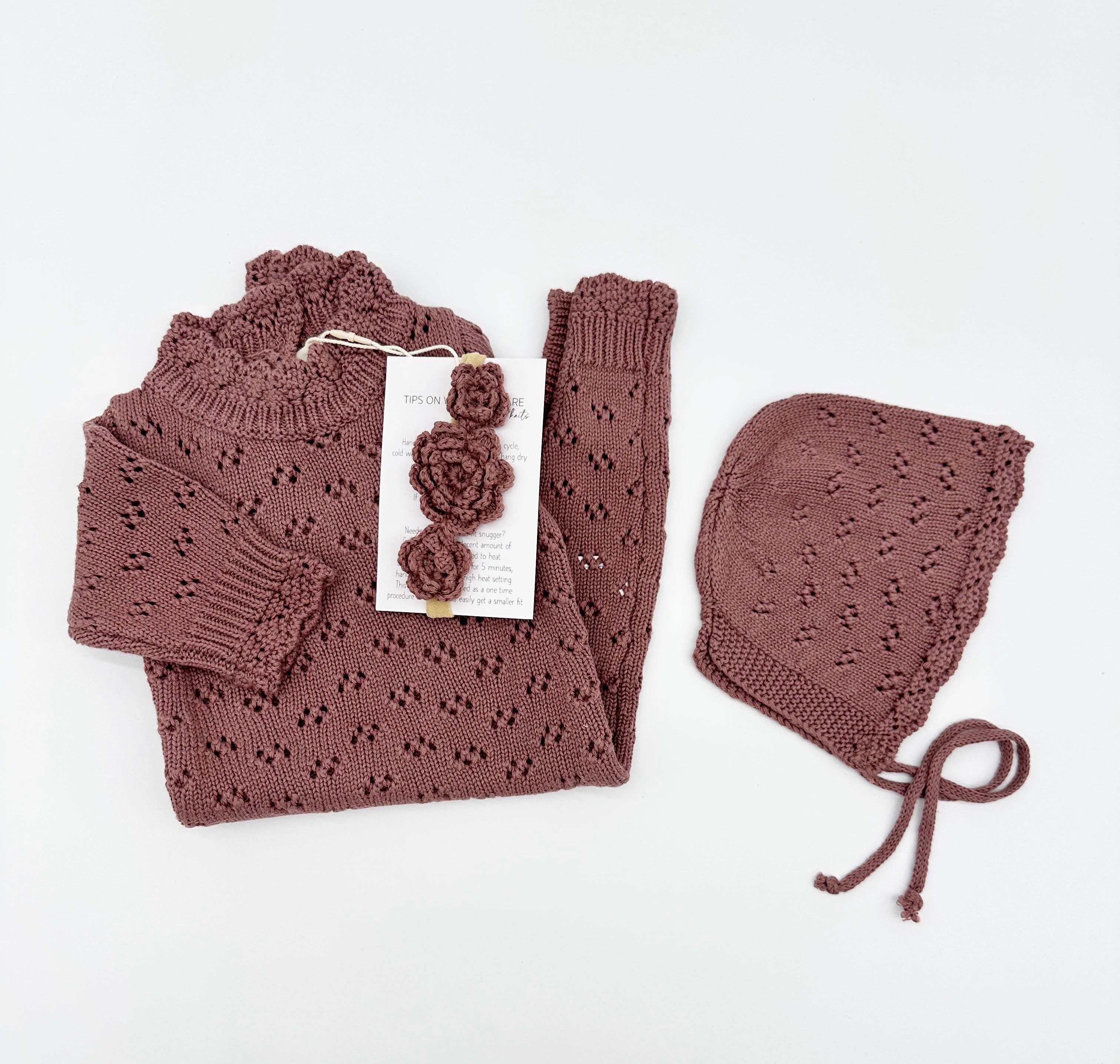 OLIVE & CRADLE - Venta al por mayor Conjunto de ropa - Bebés - Conjunto Grace de punto para recién bebé de 2 piezas7