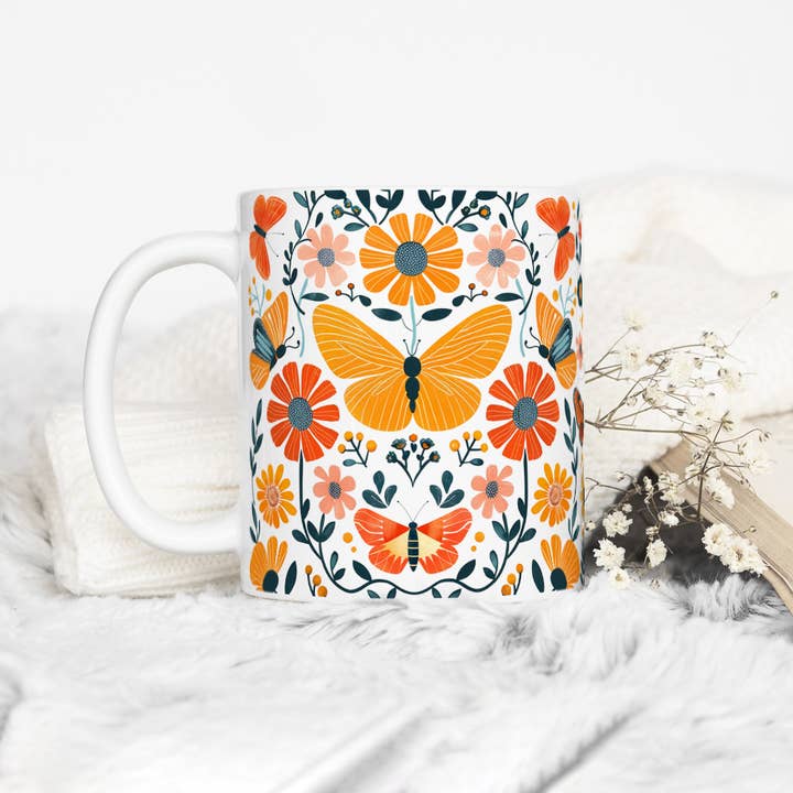 Loftipop - Wholesale Coffee Mug - Floral Butterfly Mug, Nature Flowers Botanical Gifts2