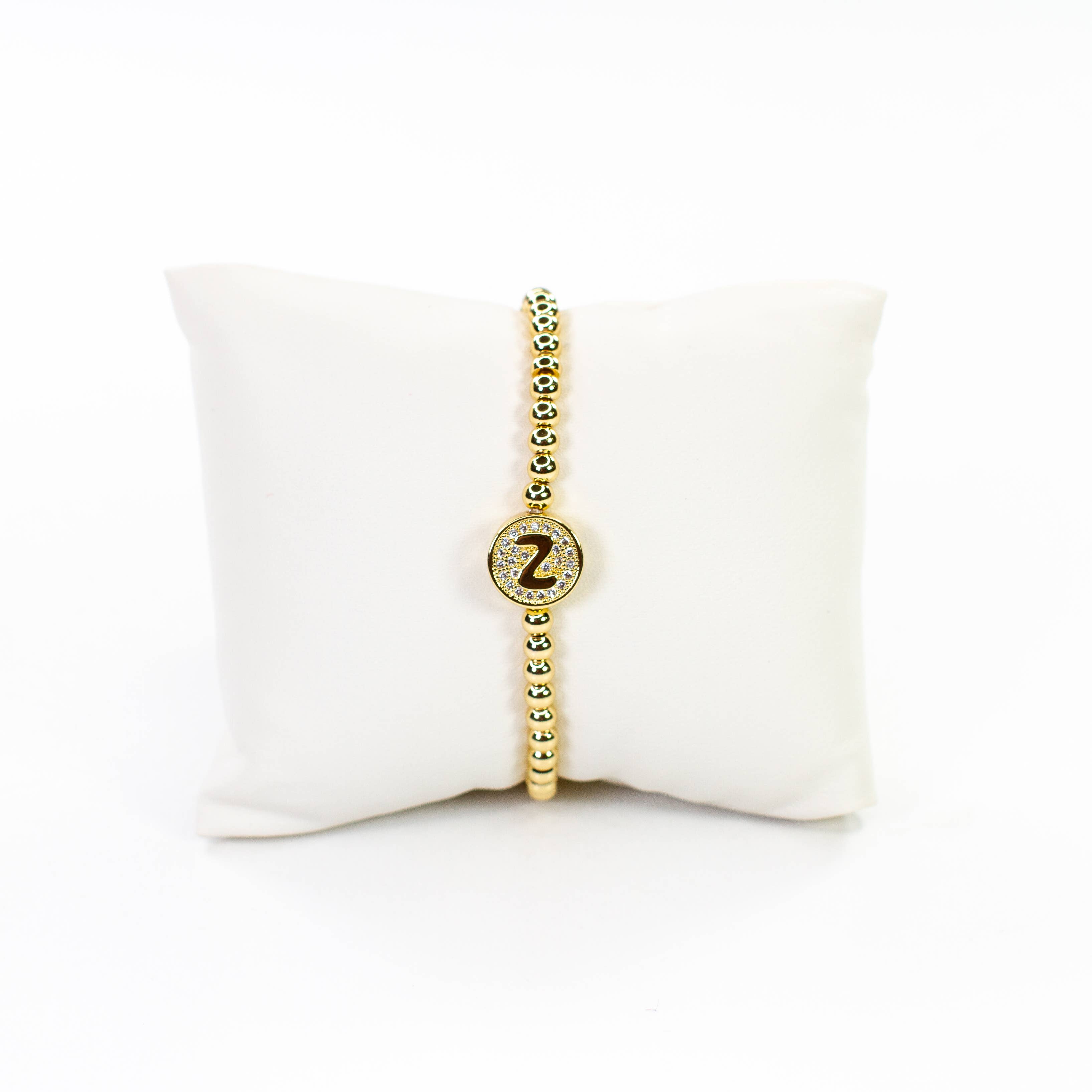 Savvy Bling - Wholesale Beaded Bracelet - Initial Simulated Diamond Bracelet25