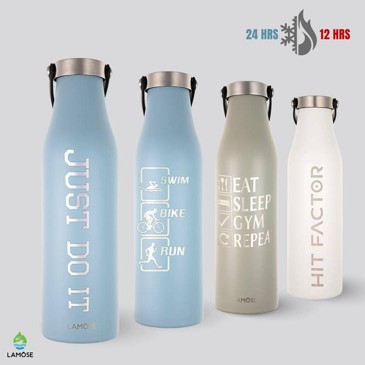 LAMOSE - Wholesale Water Bottle - Custom Engraved Water Bottle with Handle Lid for Workouts