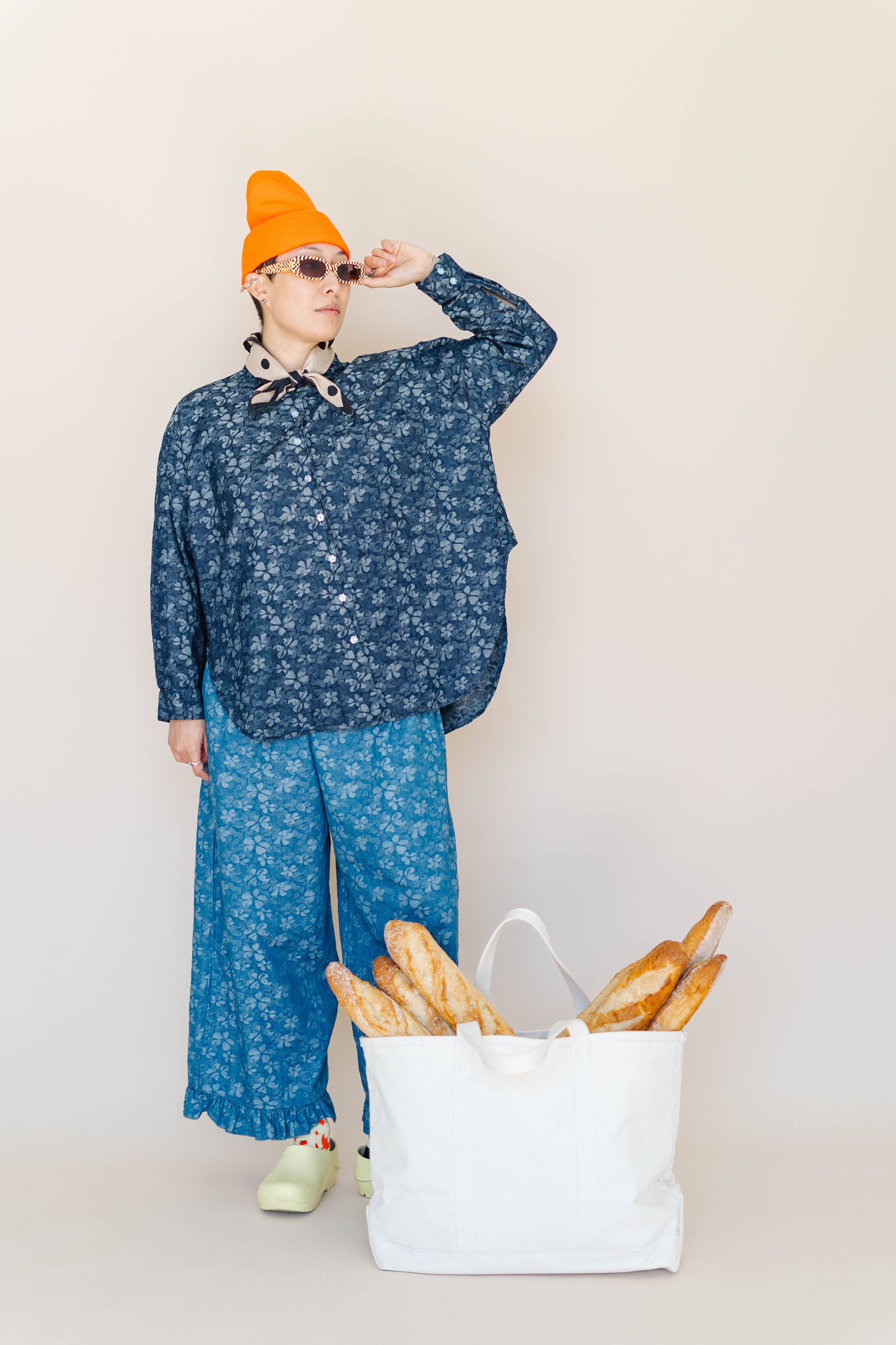 Nettle Studios - Wholesale Button Down Shirt - Unisex - Size Inclusive Plus Size Unisex Floral Chambray Button Up16