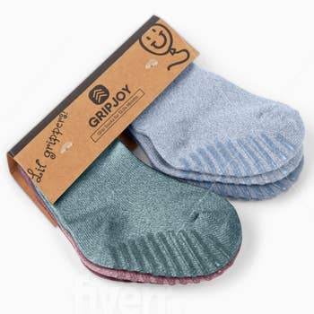 Light Grey Grip Socks for Toddlers & Kids - 4 pairs