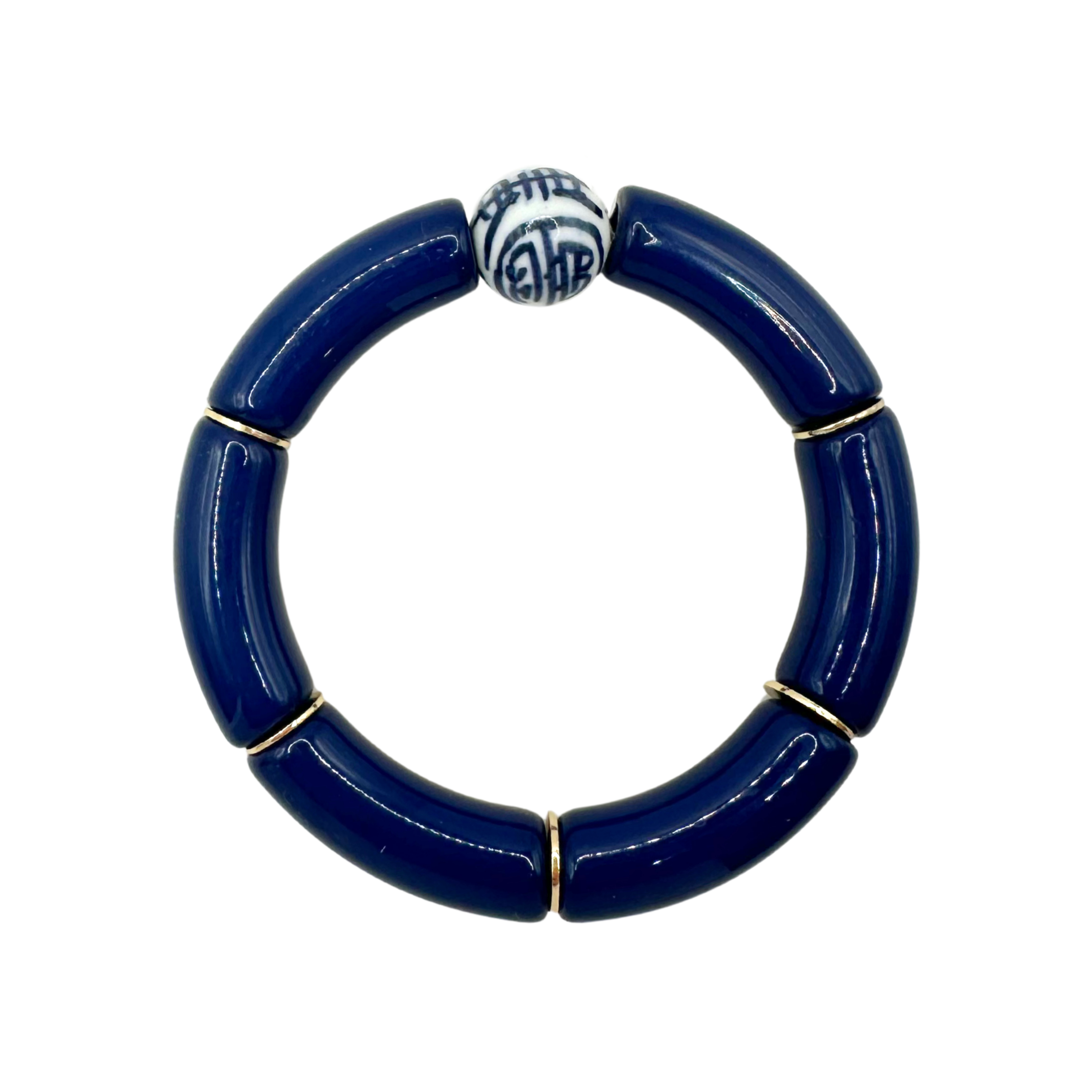 Fornash - Vendita all'ingrosso Bracciale con perline - Bracciale in tubo acrilico di bambù - Blu Cina7