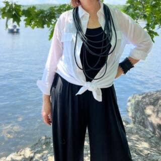 Alter Ego Designs - Wholesale Bib Necklace - WAVE: Edgy Industrial Multi Strand Black Rubber Necklace6