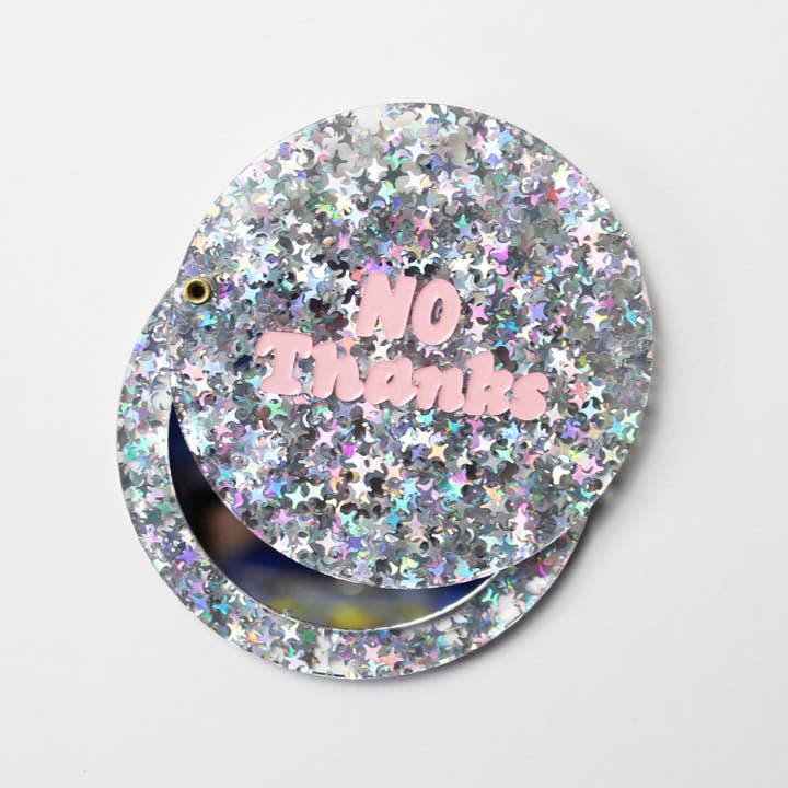 Nein Danke Glitzersterne Kompakter Taschenspiegel für den Großhandel von Cousins Collective