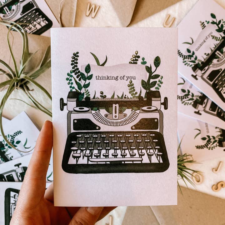 Thinking Of You Card | Typewriter Card | Anniversary Card for wholesale by BrollyWeather