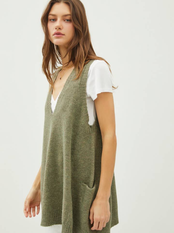 PL2989 - OVERSIZED SWEATERVEST ZONDER MOUWEN voor wholesale door Peace Love Line