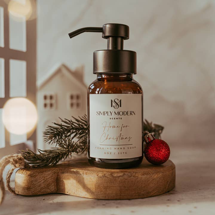 Holiday Scents Foaming Hand Soap | Amber Glass Bottle for wholesale by Simply Modern Scents