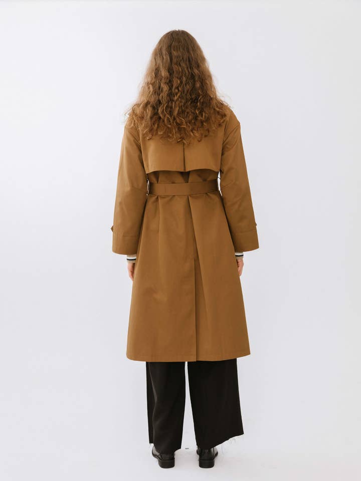 Caramel Single Breasted Macintosh Coat for wholesale on Faire