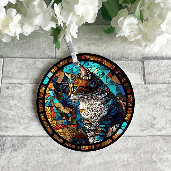 Fernville Creations - Wholesale Ornament - Cat Ornament, Cat Lover Gift, Printed Stained Glass Image