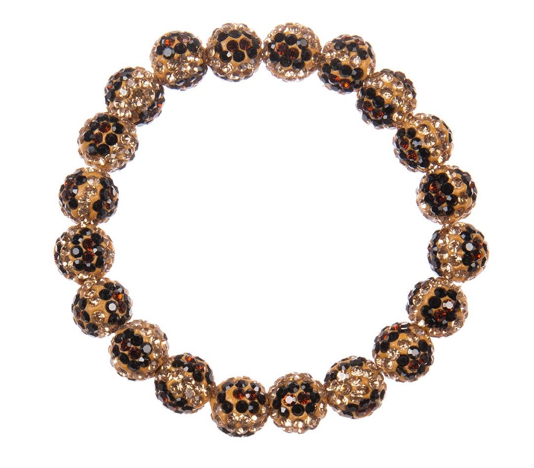Leopard Print Bead Stretch Bracelet B4252 for wholesale on Faire