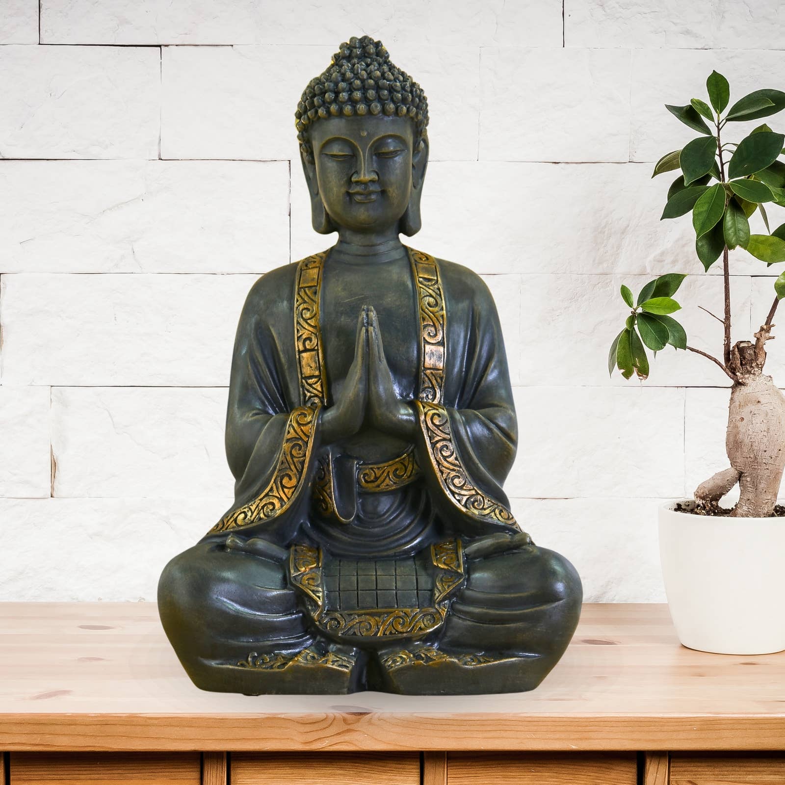 Zen'Arôme - Vente Sculpture - Grande Statue Bouddha Méditation 38cm - Décoration Zen10