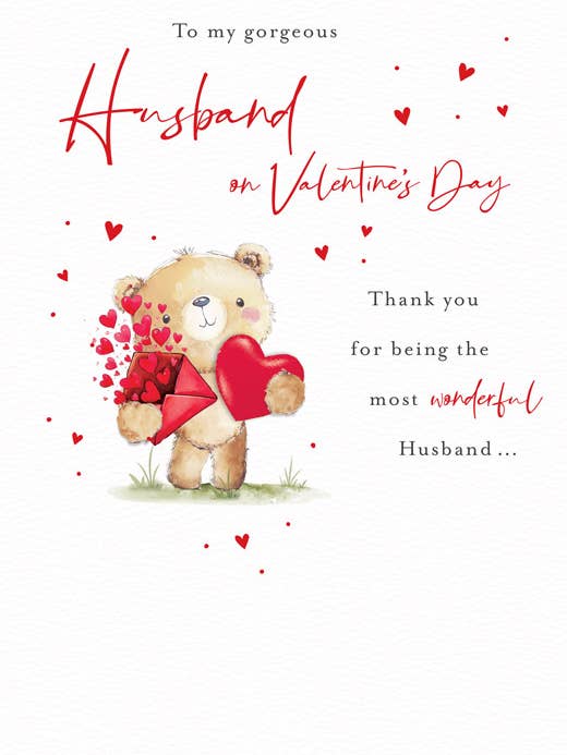 Valentines Day Card, Husband, Bear & Heart for wholesale by Piccadilly Greetings