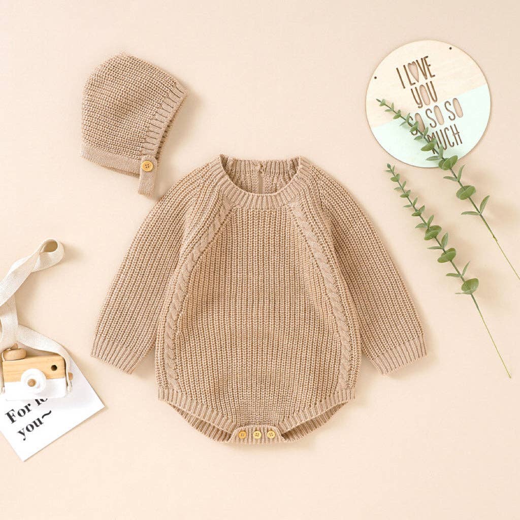 MyKids-USA® - Wholesale Bodysuit (Non-Footed) - Baby - Baby Solid Color Long Sleeve Knitted Woolen bodysuit1