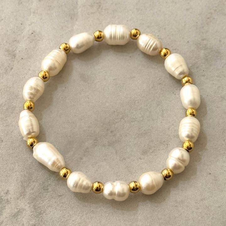 Cassette Barcelona - Wholesale Beaded Bracelet - Boof Elastic Bracelet w Freshwater Pearls0