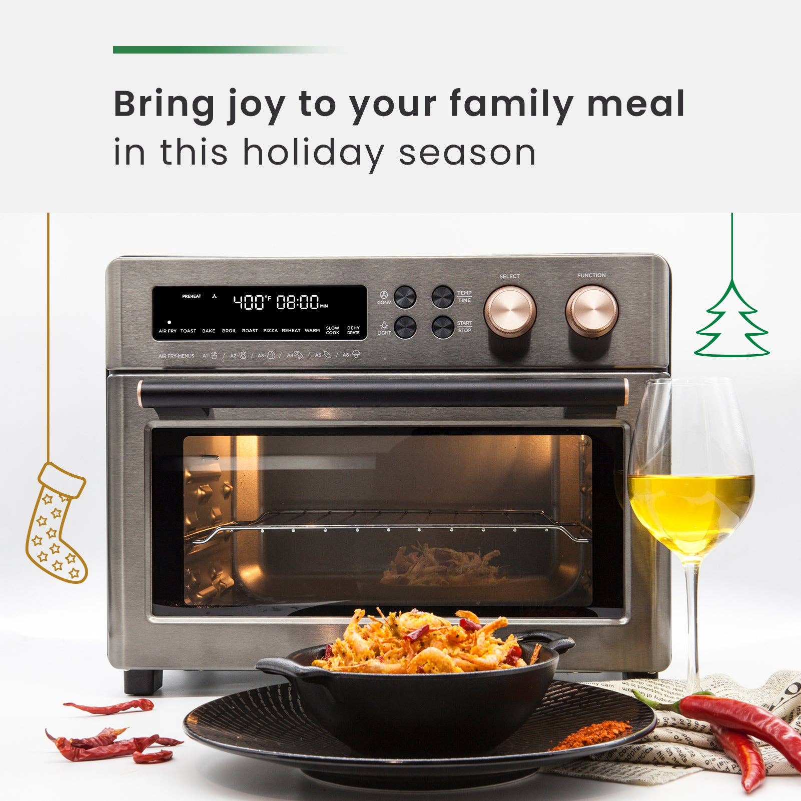 VAL CUCINA - Vente Appareils électroménagers - Four grille-pain à friteuse à air 10 en 1 VAL CUCINA, acier inoxydable brossé6