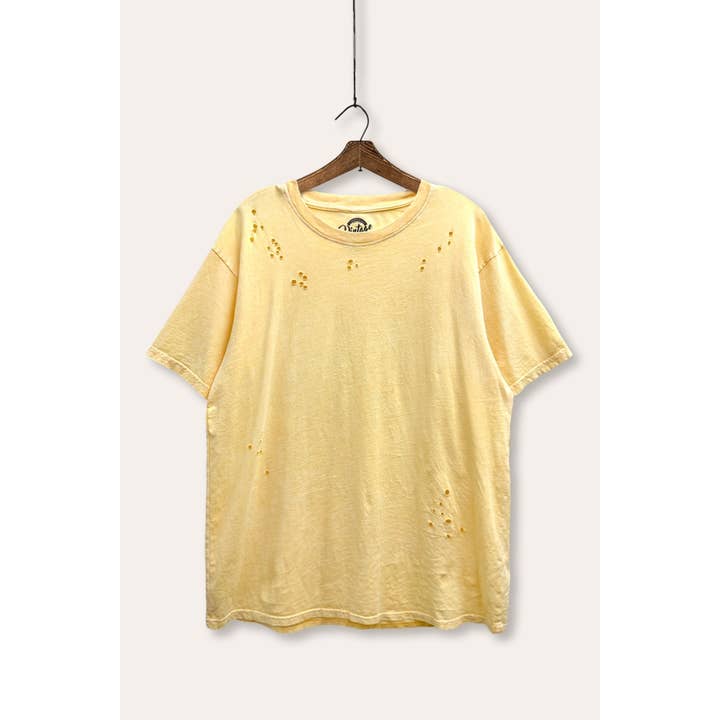 VINTAGE POINT USA - Wholesale T-shirt (graphic) – women's - BLANK MINERAL WASH LASER CUT PLAIN T-SHIRT8