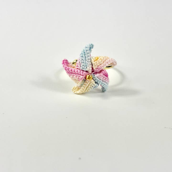 Crochet Whispers - Wholesale Band/Stacked Ring - Spinning Micro-Crochet Windmill Ring5