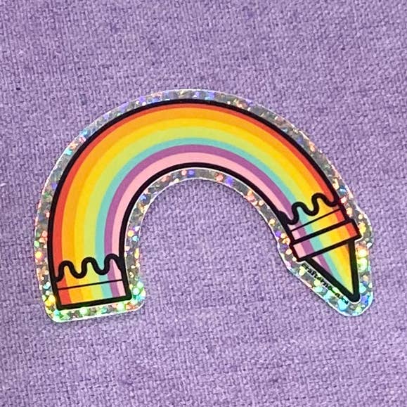 Rainbow Crayon Holographic Sticker for wholesale by Crafternoon
