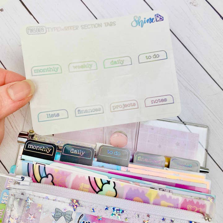 Shine Sticker Studio - Wholesale Sticker - FOIL Clear Planner Section Tabs Mini Sheet3