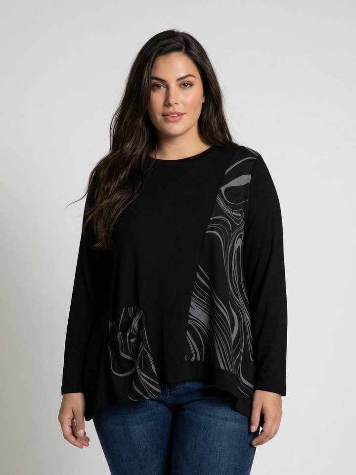 T-shirt semi stampato taglia grande (C6302) per la vendita all'ingrosso da parte di Pomme Rouge Paris