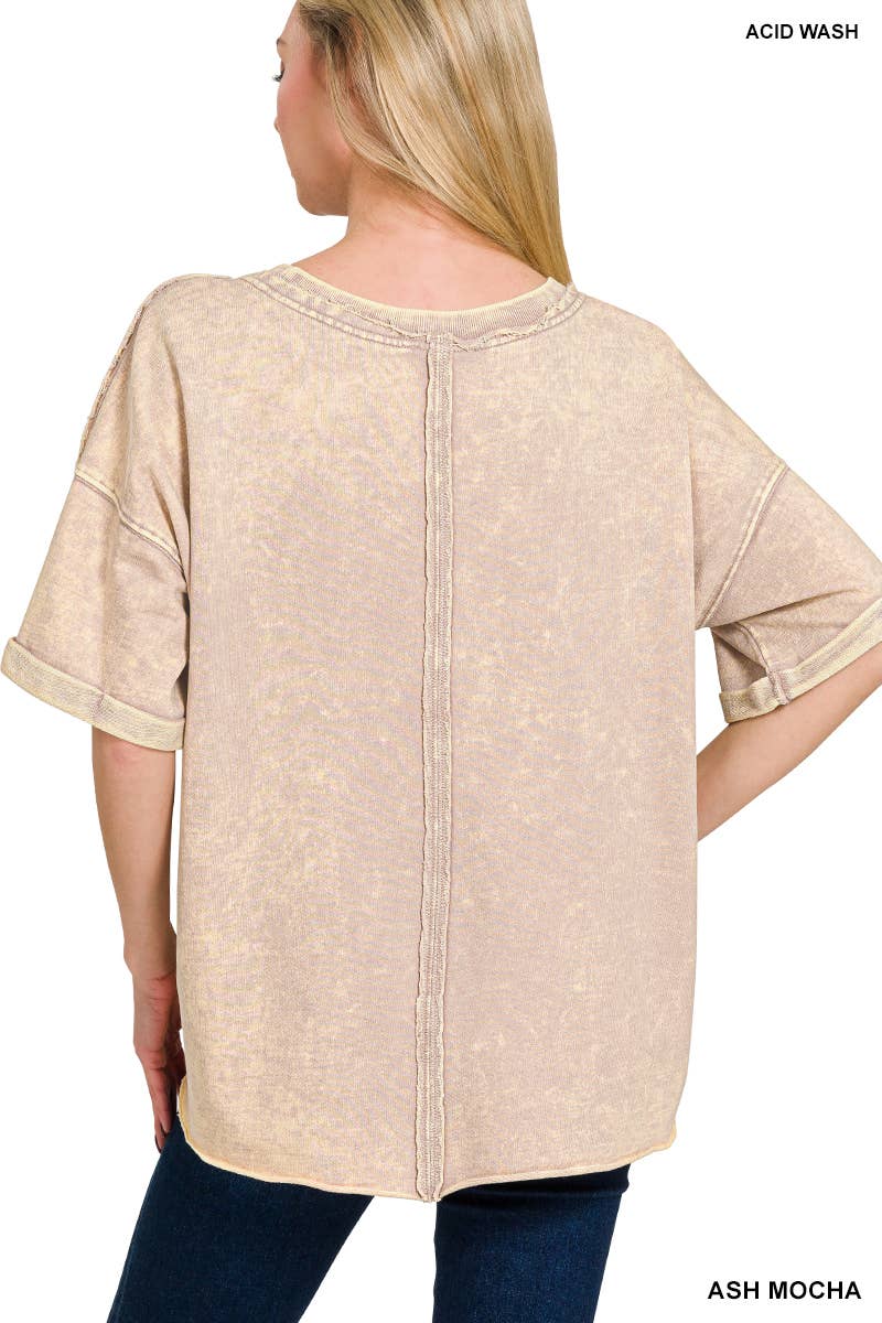 Vanilla Monkey - Wholesale Knit Top - Women's - French Terry Acid Washed Tee Shirts10