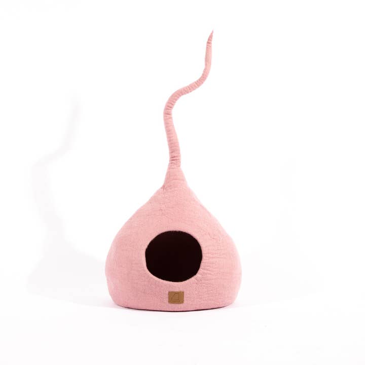 Fuzzy cove - Vendita all'ingrosso Grotta - Cani e gatti - Grotta per gatti Deluxe, realizzata a mano, in feltro, con coda, San Valentino Pink